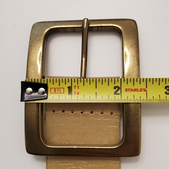 Medium Gold Riveted/Studded Thick Leather Belt 32" to 36" - Picture 4 of 14